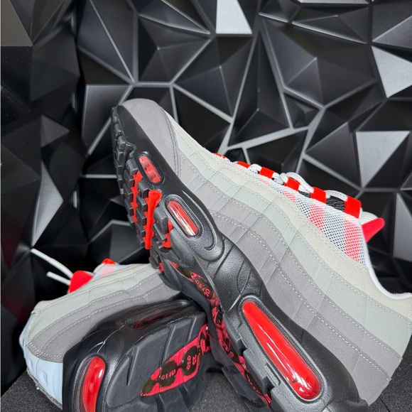 Nike Air Max 95 Men's Sneakers - Gray, Red, and Black - Picture 8 of 10
